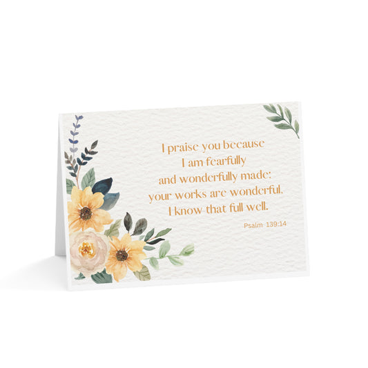 Psalm 139:14 Greeting Cards (1, 10, 30, and 50pcs)