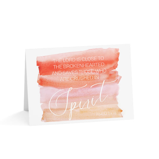 Psalm 34:18 Greeting Card - 10, 30, or 50 Pack with Uplifting Scripture